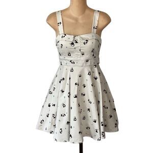 Ixia Retro 50’s Panda Print Fit/Flare Dress Bow Back Women’s S/M